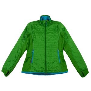 Icebreaker Helix Merinoloft Jacket Full Zip Green Blue Women's Small (Stains)